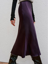 Mauve Satin Flowy Long Skirt